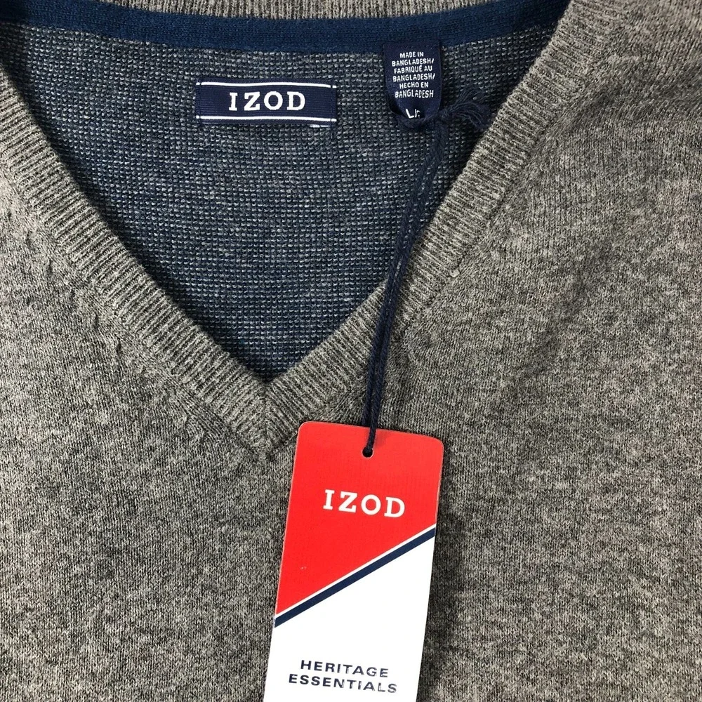 IZOD Sweater Vest‎ Men's Large Dark Gray Heritage Essentials Grandpacore NWT